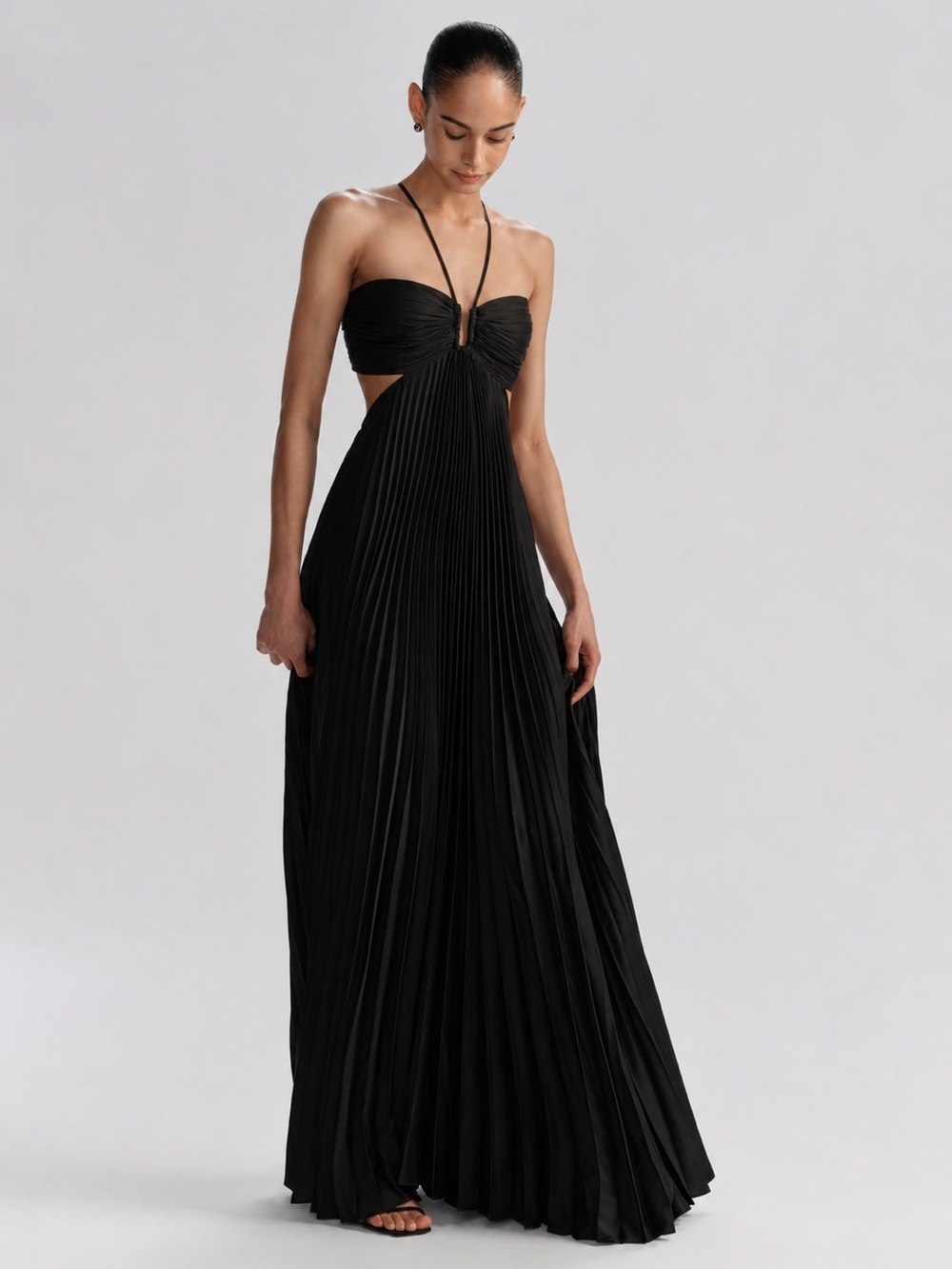 A.L.C Moira Satin Pleated Maxi Dress - Picture 2 of 3